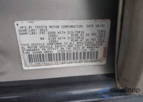 2000 Toyota Rav4 из США, поврежденный, VIN JT3GP10V1Y7077155